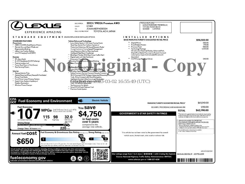 2023 Lexus RZ 450e Premium